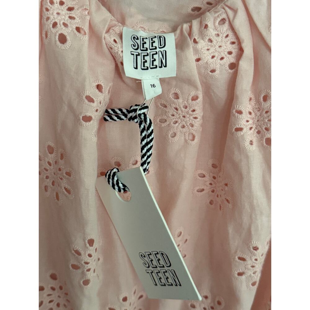 Seed Teen Pink Eyelet Broiderie Anglaise Mini Dress NWT, 16 - Picture 6 of 10